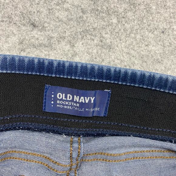 Old Navy jeans Womens 16 30/27 Rockstar distressed faded elasticwaste biker punk - Picture 5 of 11